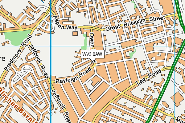 WV3 0AW map - OS VectorMap District (Ordnance Survey)