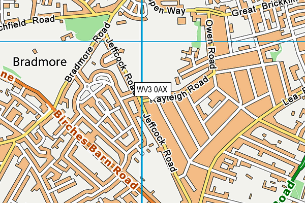 WV3 0AX map - OS VectorMap District (Ordnance Survey)