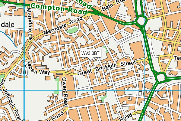 WV3 0BT map - OS VectorMap District (Ordnance Survey)