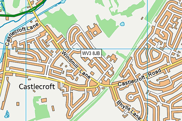 WV3 8JB map - OS VectorMap District (Ordnance Survey)