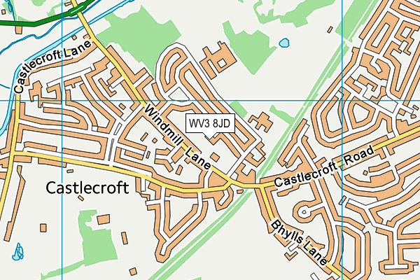 WV3 8JD map - OS VectorMap District (Ordnance Survey)