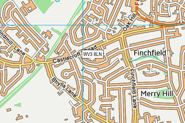 WV3 8LN map - OS VectorMap District (Ordnance Survey)