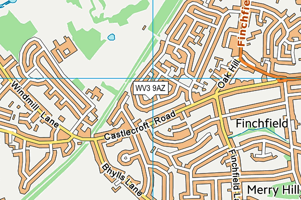 WV3 9AZ map - OS VectorMap District (Ordnance Survey)
