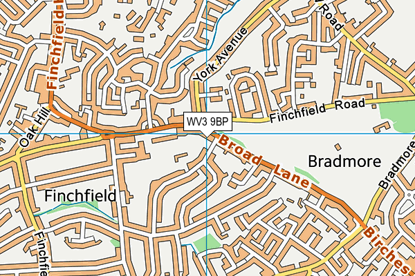 WV3 9BP map - OS VectorMap District (Ordnance Survey)