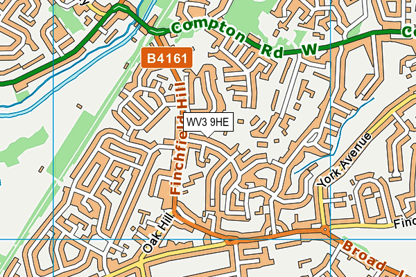 WV3 9HE map - OS VectorMap District (Ordnance Survey)