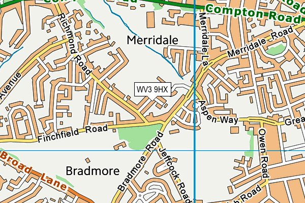 WV3 9HX map - OS VectorMap District (Ordnance Survey)
