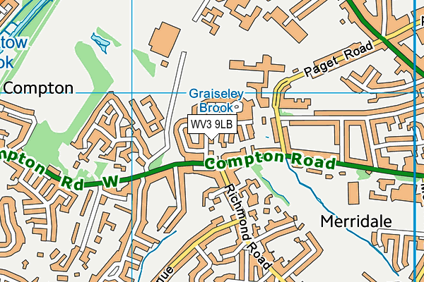 WV3 9LB map - OS VectorMap District (Ordnance Survey)