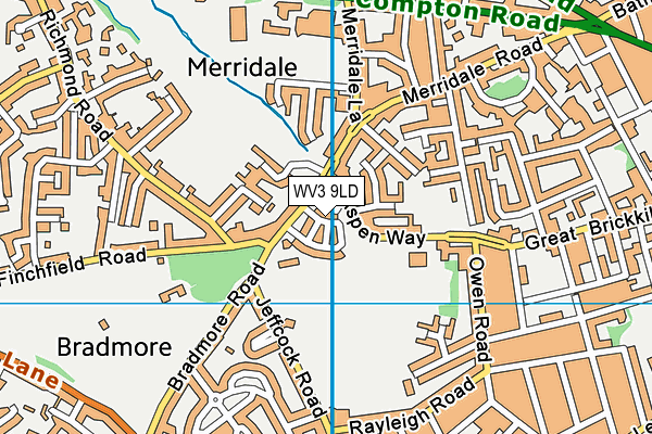 WV3 9LD map - OS VectorMap District (Ordnance Survey)