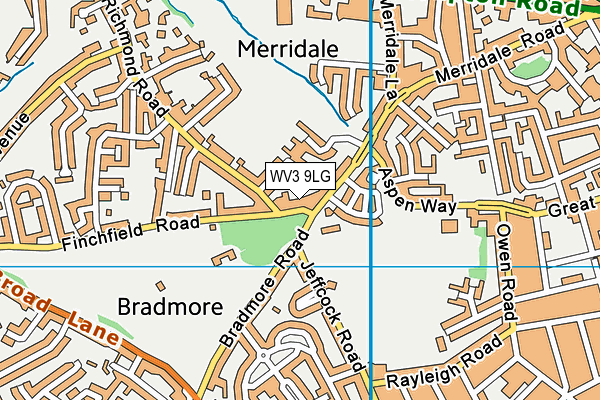WV3 9LG map - OS VectorMap District (Ordnance Survey)