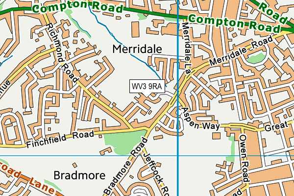 Gamesfield Green Playing Field map (WV3 9RA) - OS VectorMap District (Ordnance Survey)