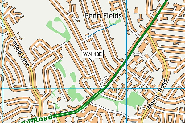 WV4 4BE map - OS VectorMap District (Ordnance Survey)
