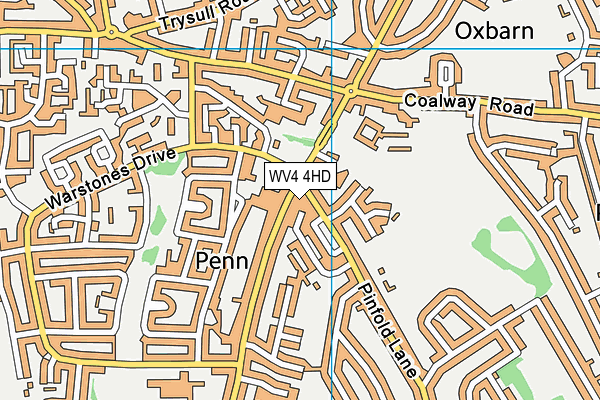 WV4 4HD map - OS VectorMap District (Ordnance Survey)