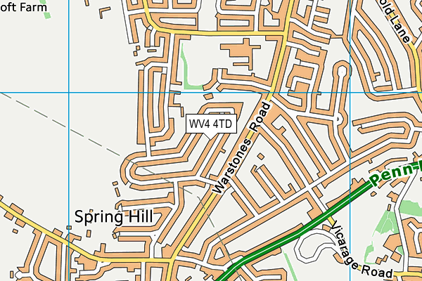 WV4 4TD map - OS VectorMap District (Ordnance Survey)