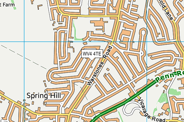 WV4 4TE map - OS VectorMap District (Ordnance Survey)