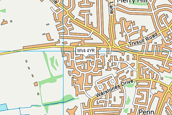 WV4 4YR map - OS VectorMap District (Ordnance Survey)
