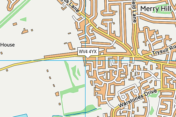 WV4 4YX map - OS VectorMap District (Ordnance Survey)