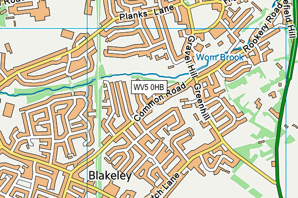 WV5 0HB map - OS VectorMap District (Ordnance Survey)