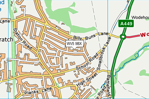 WV5 9BX map - OS VectorMap District (Ordnance Survey)