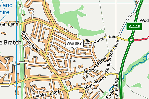 WV5 9BY map - OS VectorMap District (Ordnance Survey)