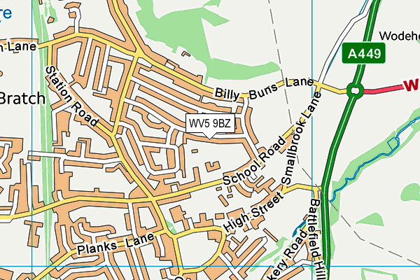 WV5 9BZ map - OS VectorMap District (Ordnance Survey)