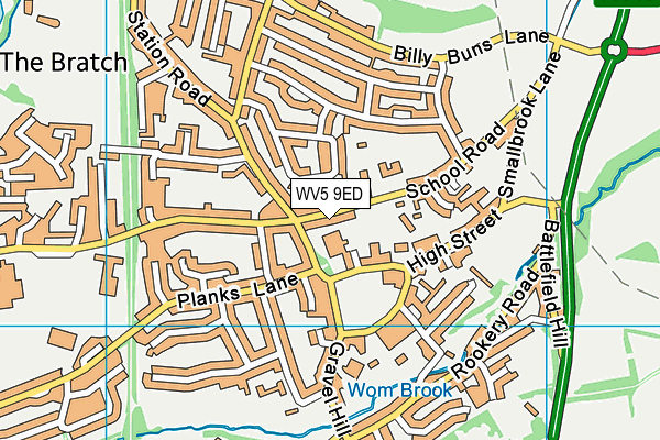 WV5 9ED map - OS VectorMap District (Ordnance Survey)