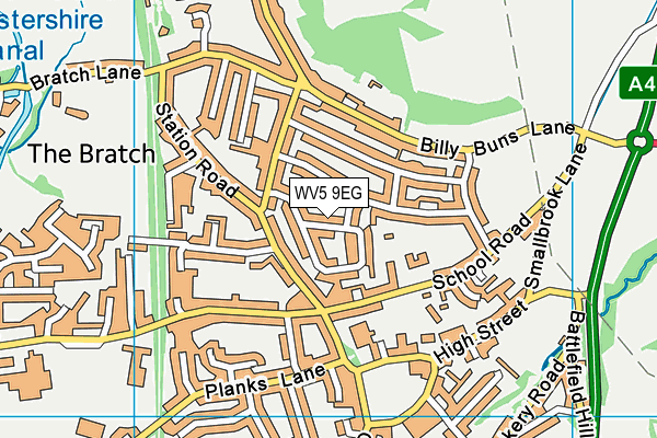 WV5 9EG map - OS VectorMap District (Ordnance Survey)