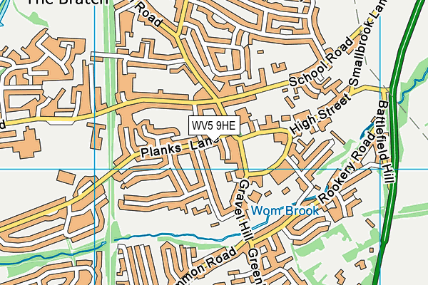WV5 9HE map - OS VectorMap District (Ordnance Survey)