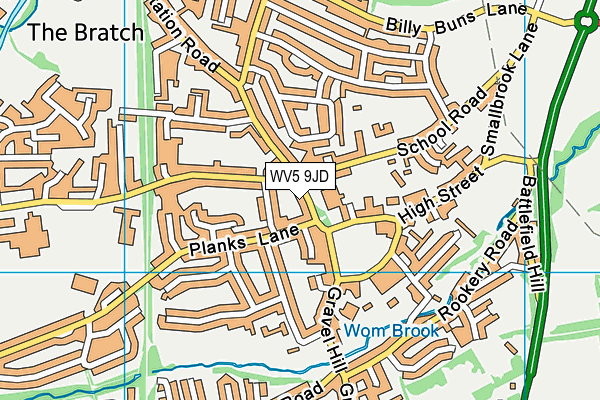 WV5 9JD map - OS VectorMap District (Ordnance Survey)