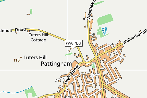 Pattingham Playing Field map (WV6 7BG) - OS VectorMap District (Ordnance Survey)
