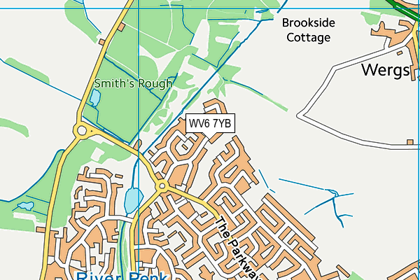 WV6 7YB map - OS VectorMap District (Ordnance Survey)