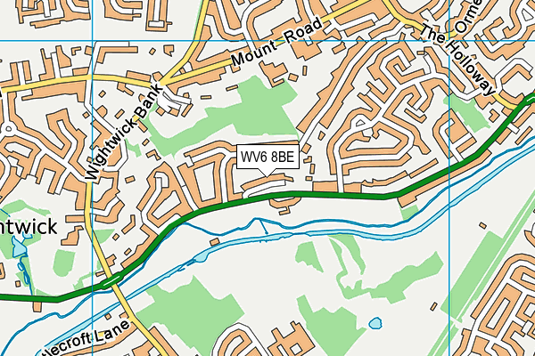 WV6 8BE map - OS VectorMap District (Ordnance Survey)