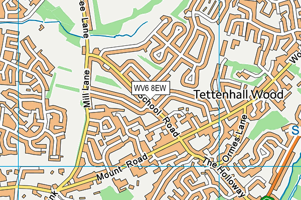 WV6 8EW map - OS VectorMap District (Ordnance Survey)