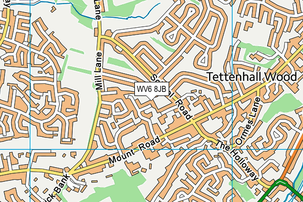 WV6 8JB map - OS VectorMap District (Ordnance Survey)