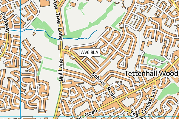WV6 8LA map - OS VectorMap District (Ordnance Survey)