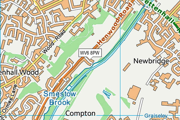 WV6 8PW map - OS VectorMap District (Ordnance Survey)