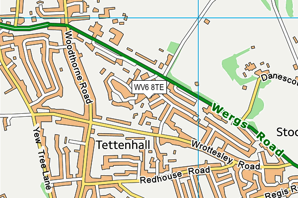 WV6 8TE map - OS VectorMap District (Ordnance Survey)