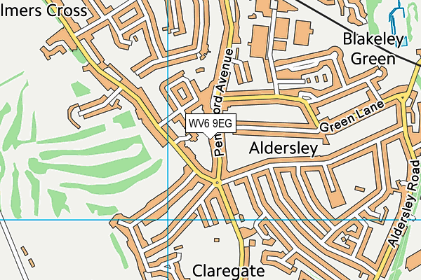 WV6 9EG map - OS VectorMap District (Ordnance Survey)