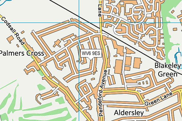 WV6 9ES map - OS VectorMap District (Ordnance Survey)