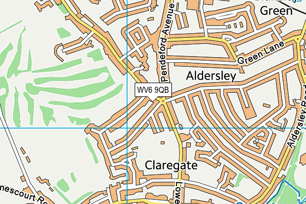 WV6 9QB map - OS VectorMap District (Ordnance Survey)