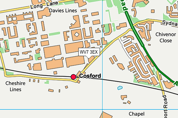 Raf Cosford School Of Physical Training map (WV7 3EX) - OS VectorMap District (Ordnance Survey)