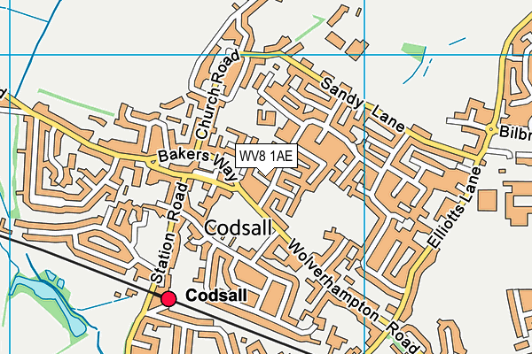 WV8 1AE map - OS VectorMap District (Ordnance Survey)