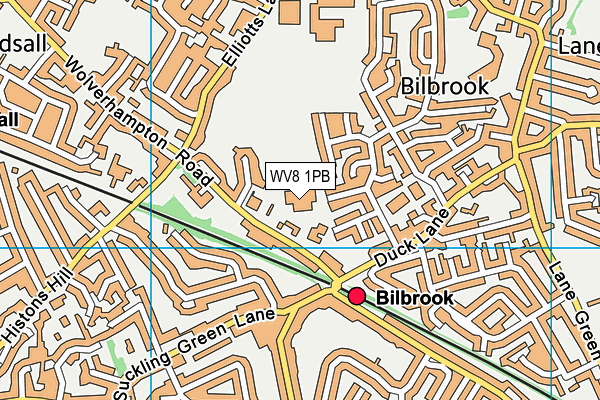 Codsall Middle School map (WV8 1PB) - OS VectorMap District (Ordnance Survey)