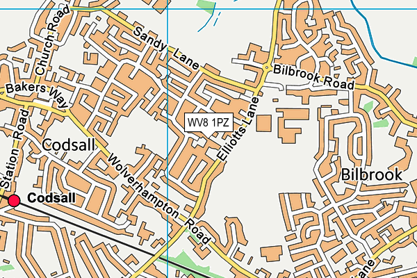 WV8 1PZ map - OS VectorMap District (Ordnance Survey)