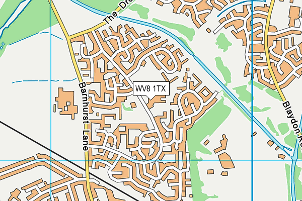 Dovecotes Primary School map (WV8 1TX) - OS VectorMap District (Ordnance Survey)