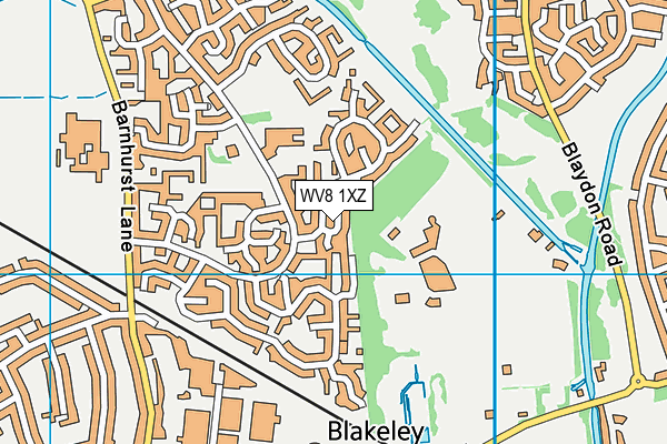 WV8 1XZ map - OS VectorMap District (Ordnance Survey)