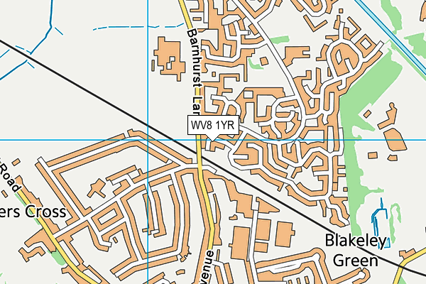 WV8 1YR map - OS VectorMap District (Ordnance Survey)