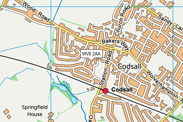 WV8 2AA map - OS VectorMap District (Ordnance Survey)