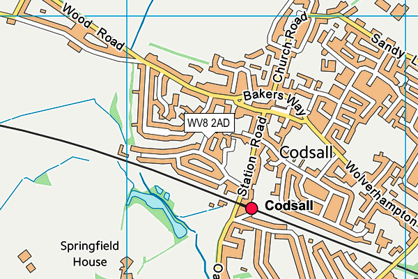 WV8 2AD map - OS VectorMap District (Ordnance Survey)