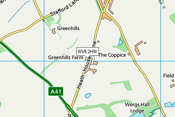 WV8 2HW map - OS VectorMap District (Ordnance Survey)