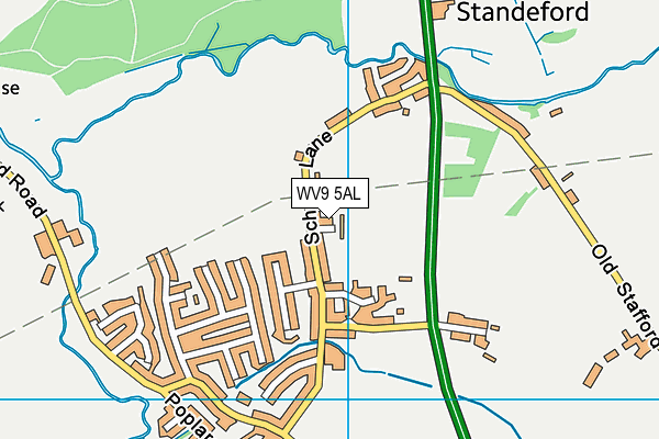 Coven Playing Fields map (WV9 5AL) - OS VectorMap District (Ordnance Survey)